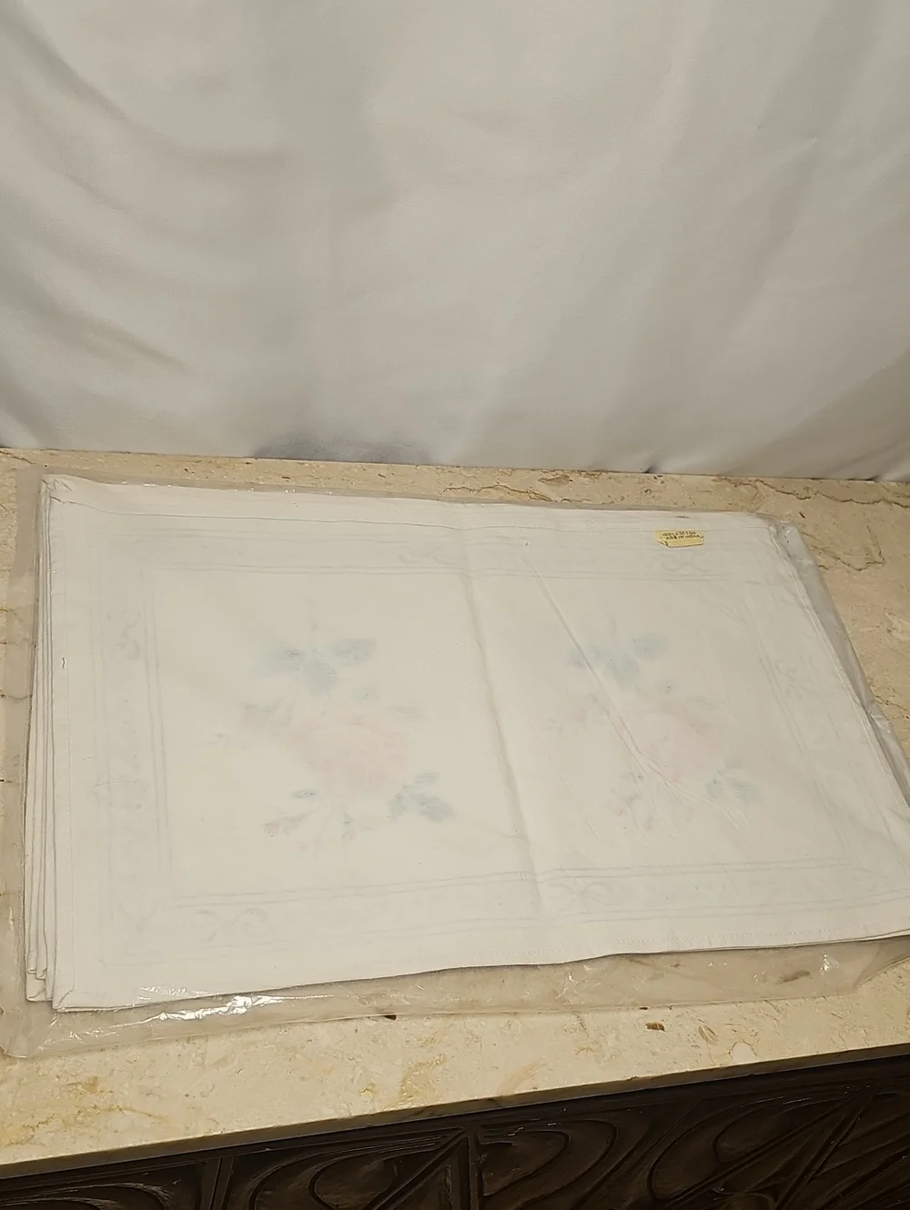 Vintage Soma 6-piece Placemat Set Cotton Canvas Rose Bow Design
